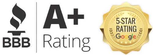 BBB A+ black Google badge rounded corners 25 BBB A+ black Google badge rounded corners 25