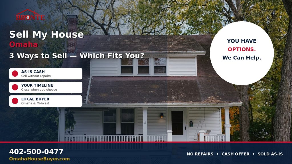 Sell my house Omaha, three ways to sell, Bronte House Buyer as-is cash offer